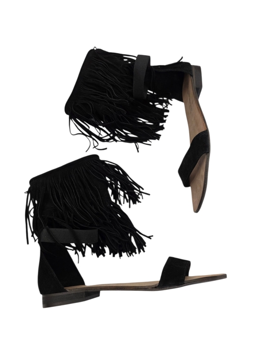 Vincenzo Sopranzi Shoes - Vincenzo Sopranzi Italian Suede Boho Fringe Western Mid Ankle-Strap Flat Sandals